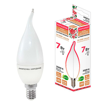 Лампа светодиодная TDM WFC37-7 Вт-230 В 3000 К E14 Народная - Светильники - Лампы - Магазин электрооборудования Проф-Электрик